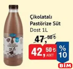 DOST ÇİKOLATALI PASTÖRİZE SÜT 1 L